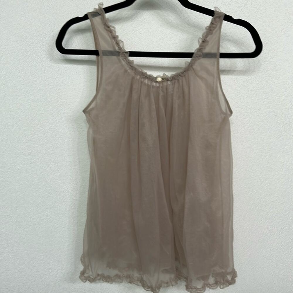 Vintage Cinema Etoile Sheer Taupe Chemise Intimate Tank Top Medium? Fairycore